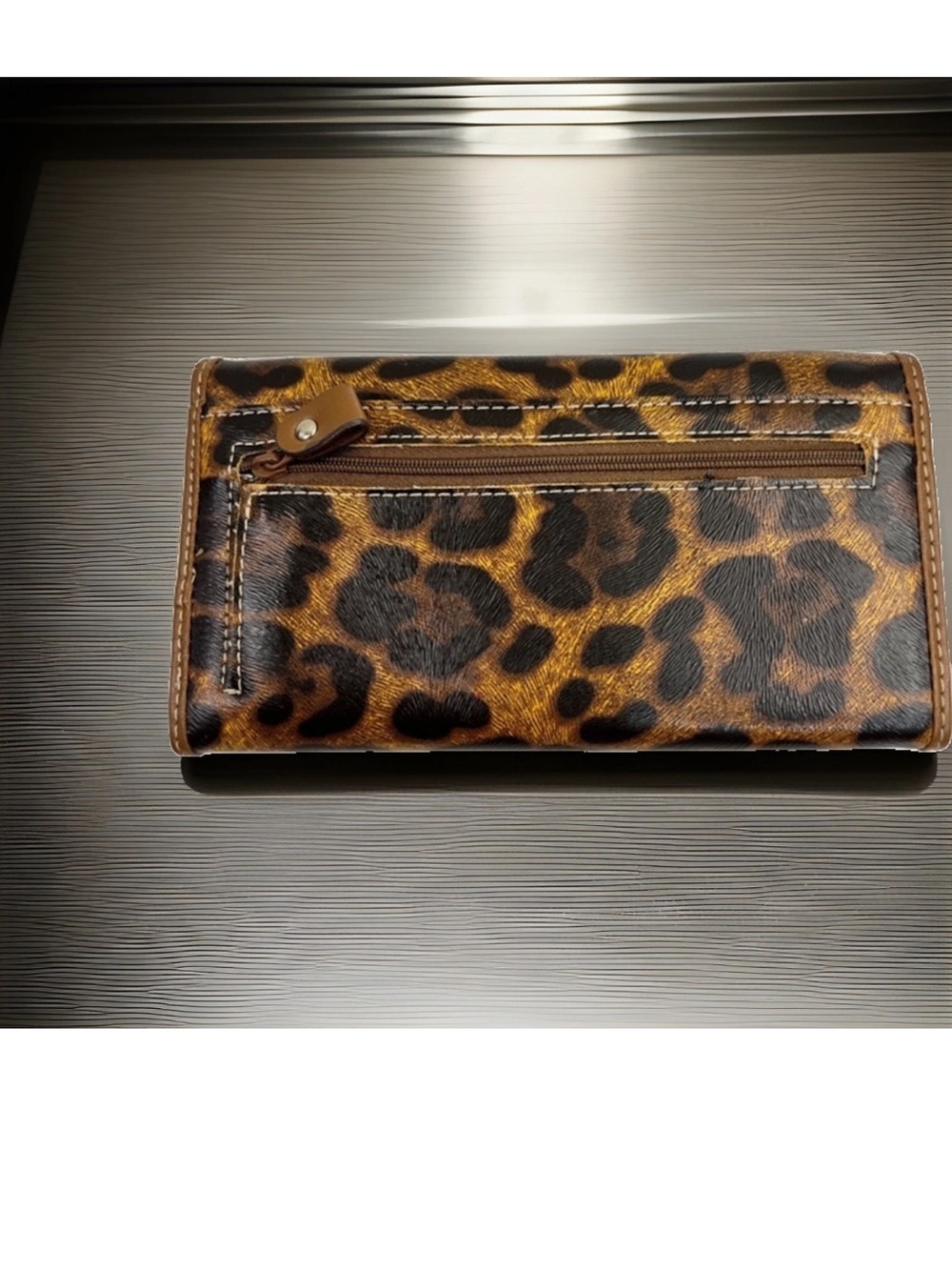 Dooney & Bourke Vintage Long Brown and Black Leopard Print Continental Wallet - Picture 4 of 6